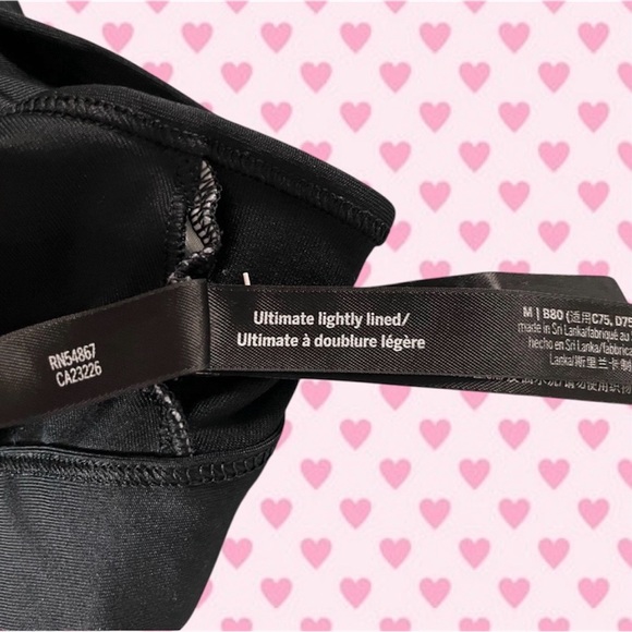 PINK Victoria's Secret Black Floral Sports Bra - Med 8-10 - Picture 8 of 8